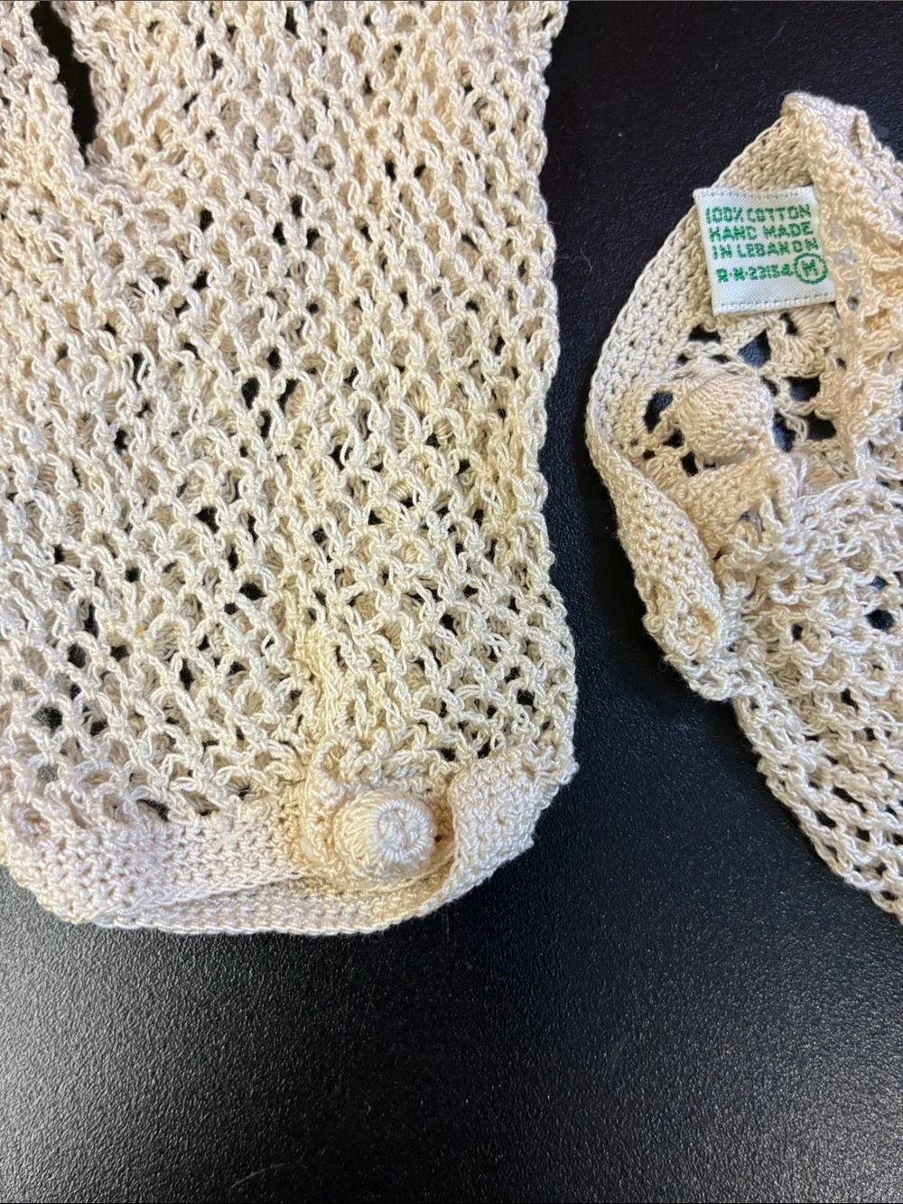 Handmade Crochet french pattern Lace Women's Gloves in Cream made in lebanon